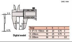 Accud Digital Accud Blade caliper 0-150mm Resolution .0005"/.01mm 153-006-11