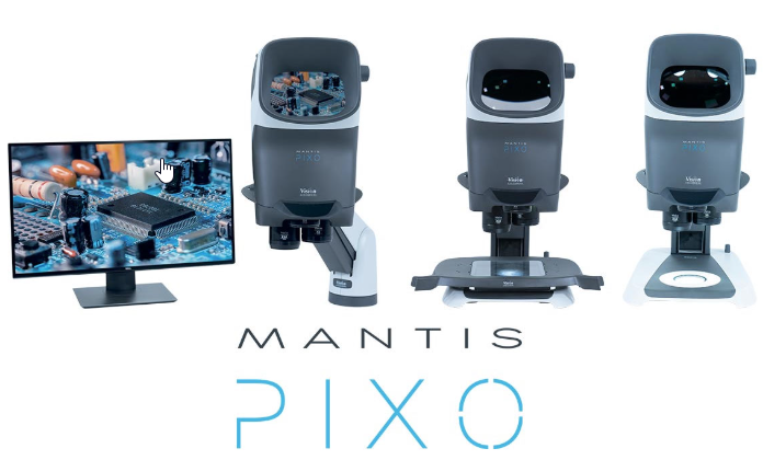 Vision Mantis® stereo viewing system with universal stand and extension arm, MPH001-004200201: PIXO MPH001, C/W MTO004 4x Lens, MTB200 Verso Arm, MTB201 Verso Forearm Extension