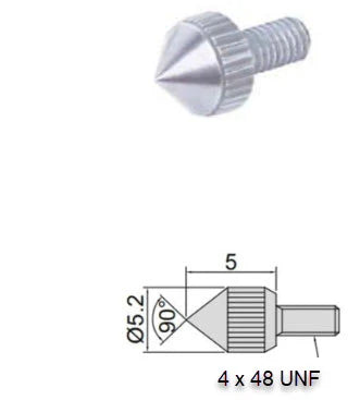 Conical Contact Point INSIZE 7.14mm 6282-0702, 4 x 48 UNF Steel 90 deg