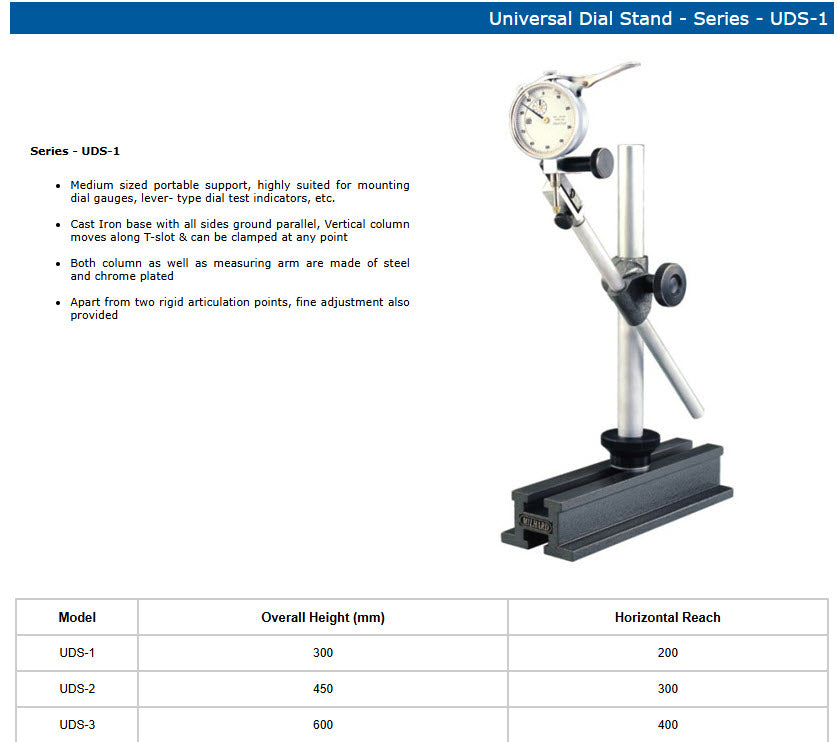 MILHARD Universal Dial Stand UDS-1 Overall Height 300mm Horizontal reach 200mm