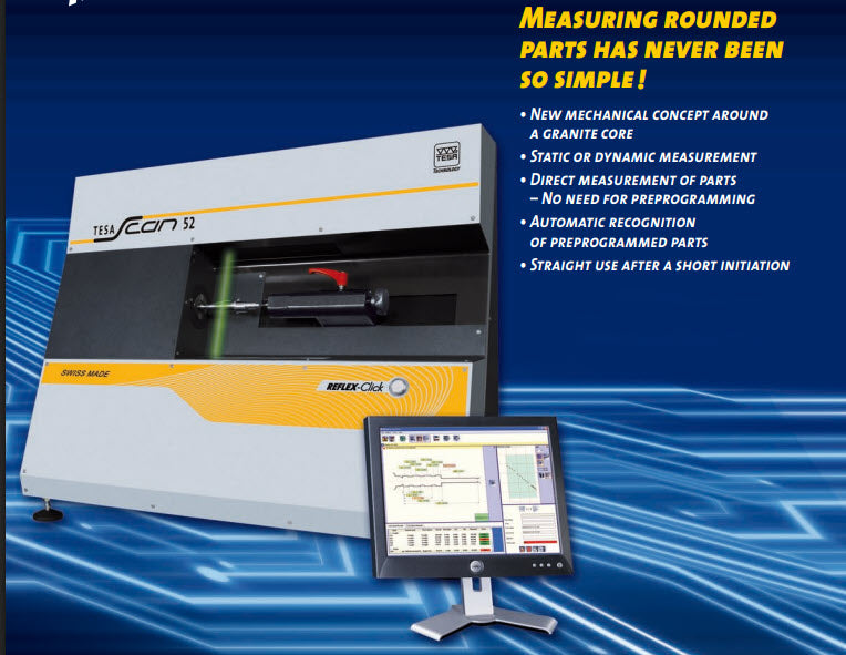 Ex-Showroom Offer: Tesa-Scan 52 Measuring span for diameters (mm) 0,5 ÷ 52 Measuring span for lengths (mm) 300, Max. perm. error for diameters (µm) 2 + D/100