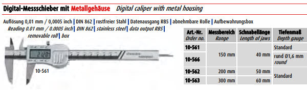 Quality Tools Digital Caliper 10-563 12"/300mm Resolution .01mm/300mm