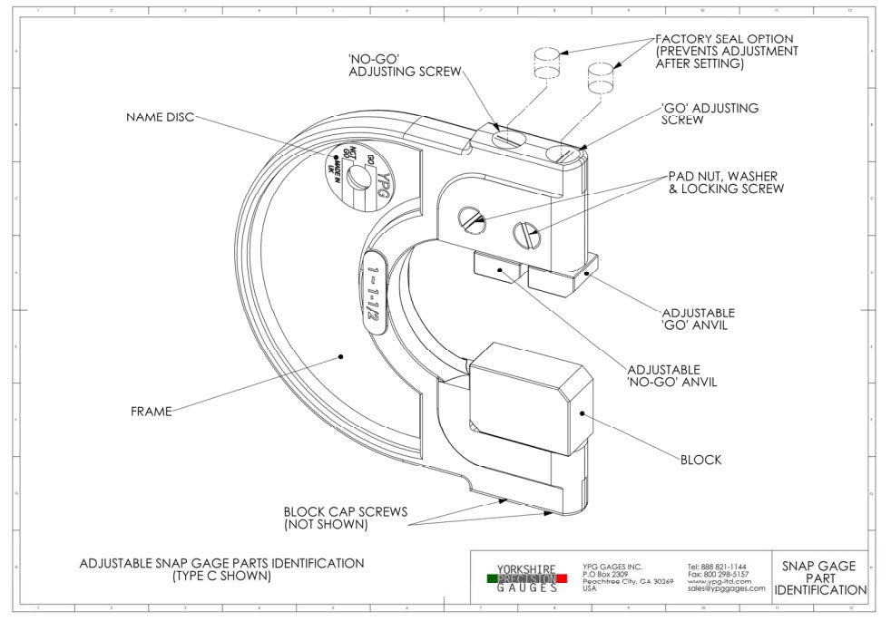YPG Snap Gauges 57-64mm Type C