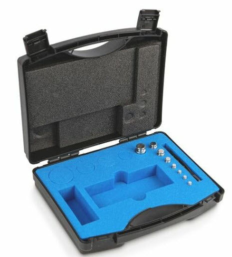Kern 314-024 E2 Weight Sets 1g - 50g in a lined plastic case Cylindrical shape, polished stainless steel Dust-brush, tweezers and gloves to handle the weights included.