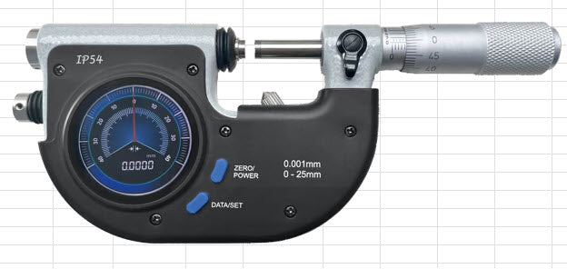 Inspec 274-81 Digital Dial Snap Micrometer 0-25mm Resolution .0001mm with output