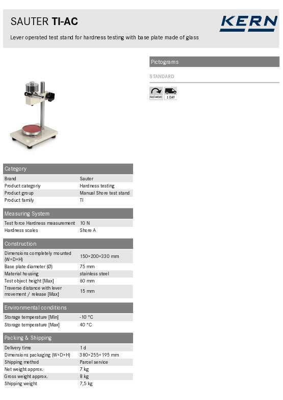 KERN® Manual Shore test stand TI-AC