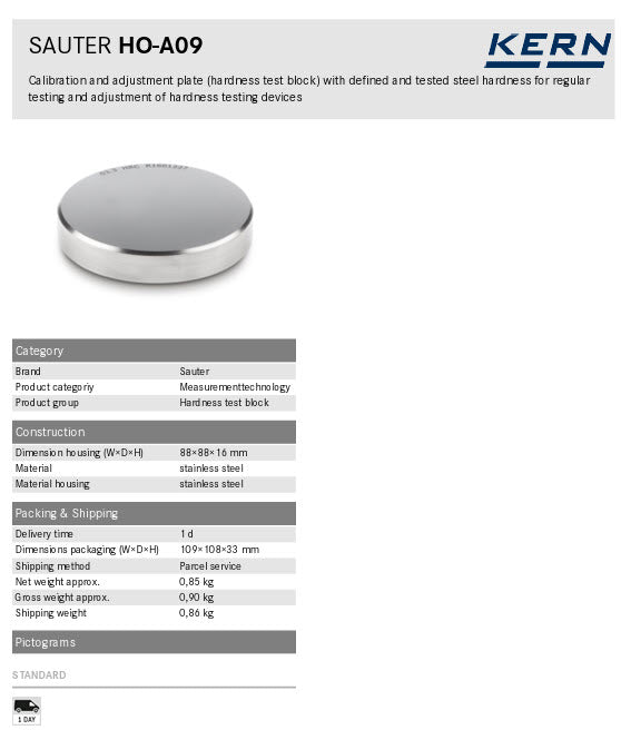 Kern Hardness test block HO-A09 28–35 HRC