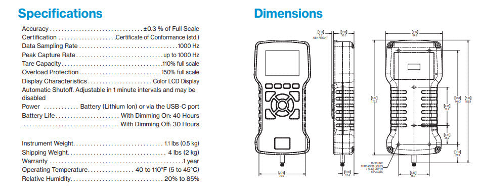 Chatillon Digital Force Gauge DFX 3 Series DFX3-050