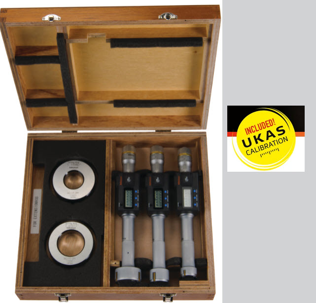 Mitutoyo Digital 3-Point Internal Micrometer Set 1-2", Complete Unit, IP65, 468-988 with free UKAS Certificate