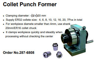 MHC 287-6808 Collet type Punch former 2-20mm with ER32 collete size: 4, 6, 8, 10, 12, 16, 20, 7Pcs in total