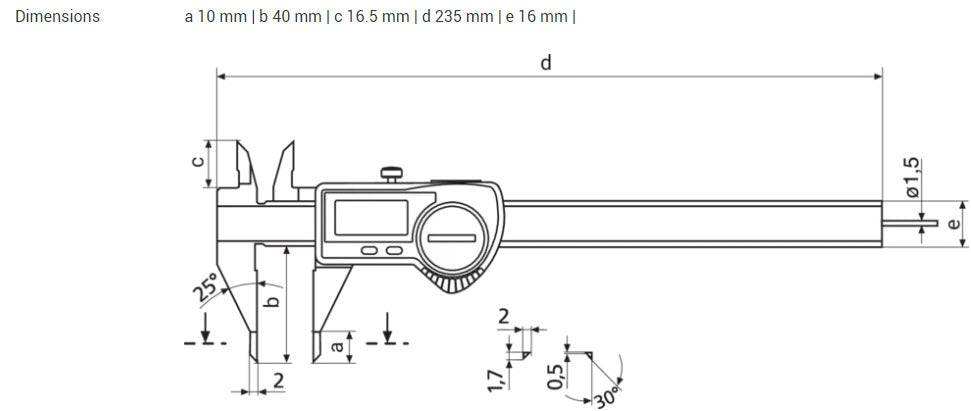 Digital 4103076 special calipers Point MarCal 16 EWR-SM Measuring range: 0 - 150 mm Resolution mm/inch: 0.01 / .0005"