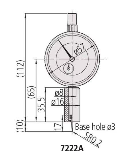 Dial Indicator Depth Gauge 0-10mm, Needle Contact Element, Round Base 7222A