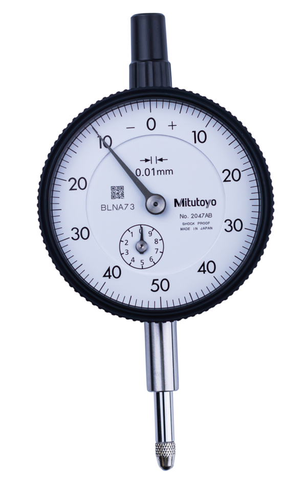 Dial Gauge, Flat Back, ANSI/AGD Type Jewelled Bearing, 10mm, 0,01mm 2047A-11, 3/8" shank