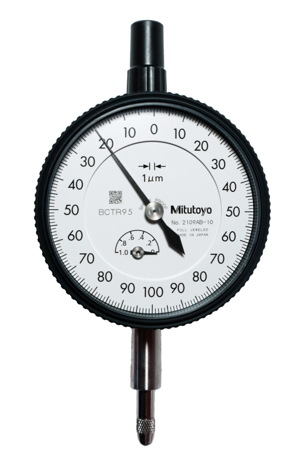 Mitutoyo Dial Gauge, Flat Back, ISO Type Jewelled Bearing, Shockproof, 1mm, 0,001mm 2109AB-10
