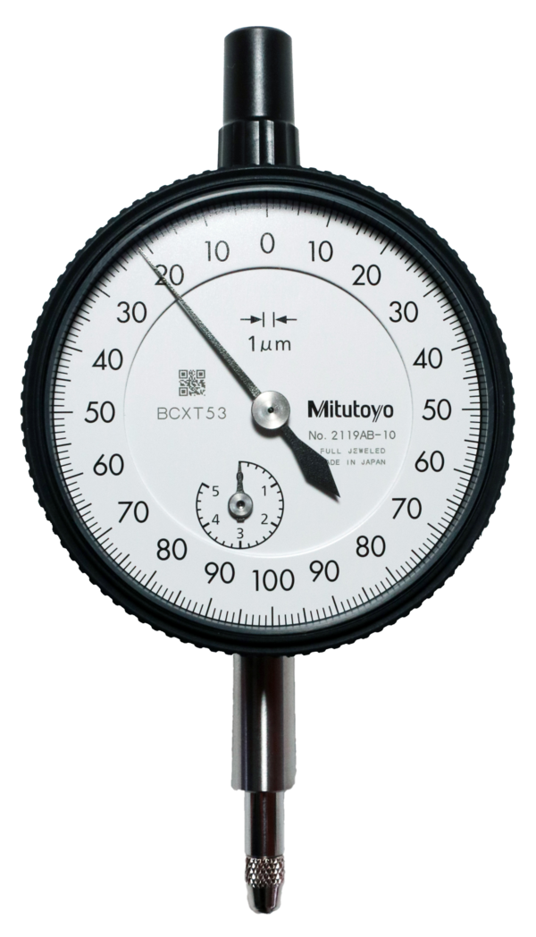 Dial Gauge, Flat Back, ISO Type Jewelled Bearing, 5mm, 0,001mm 2119AB-10