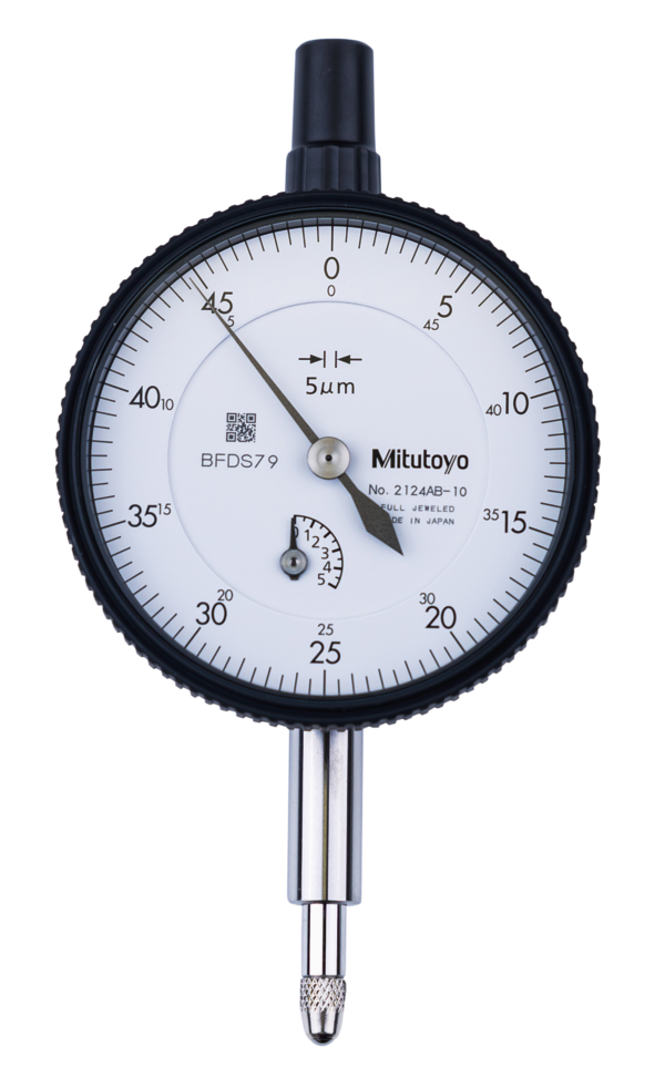 Dial Gauge, Flat Back, ISO Type Jewelled Bearing, 5mm, 0,005mm 2124AB-10