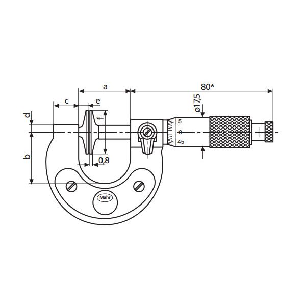 Mahr 40SM Mechanical Micrometers Micromar Rotating Disc Micrometer, Range 20-45mm x .01mm 4145001