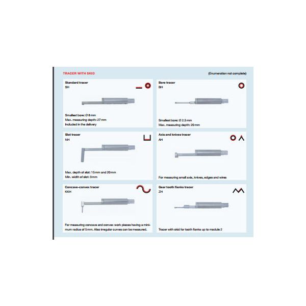Diavite Tracer with skid for transversal measurement QH, 5 µm/90° for VH/VHF, Article code: QH-00/00/90/5