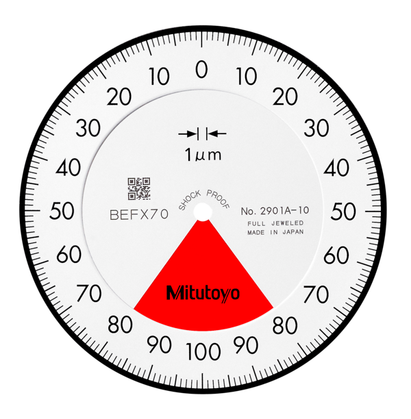 Dial Gauge, Lug Back, ISO Type One Revolution, Jewelled Bearing, Shockproof, 0,16mm, 0,001mm 2901S-10