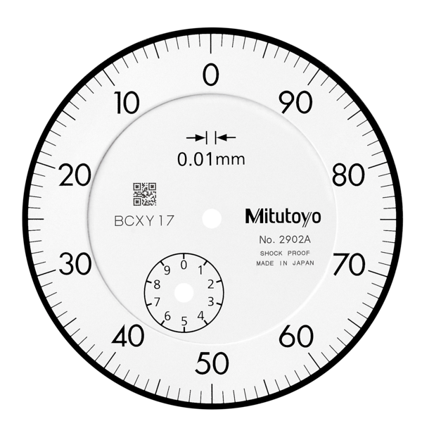 Dial Gauge, Lug Back, ISO Type Reverse Dial Face, 10mm, 0,01mm 2902S For Bore Gauge