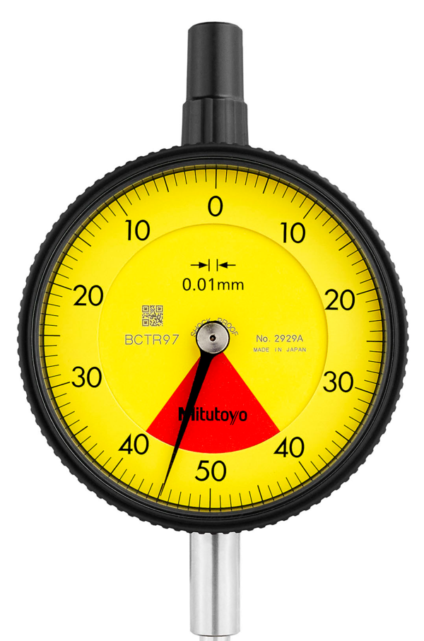 Dial Gauge, Flat Back, ISO Type One Revolution, Shockproof, 0,8mm, 0,01mm 2929AB
