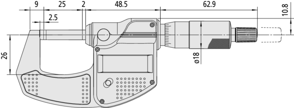 Mitutoyo Metric Digimatic Micrometer 0-25mm/.0-1" W/O Output Resolution .0010mm/.00005" Friction Thimble 293-832-30