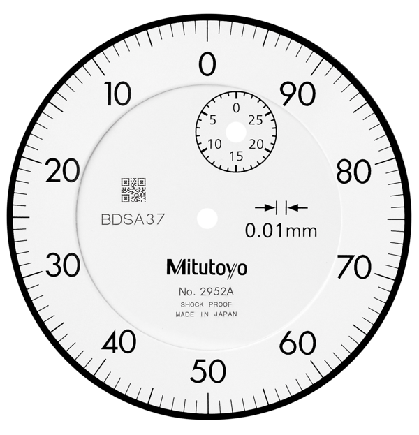 Dial Gauge, Lug Back, ISO Type Reverse Dial Face, 30mm, 0,01mm 2952A
