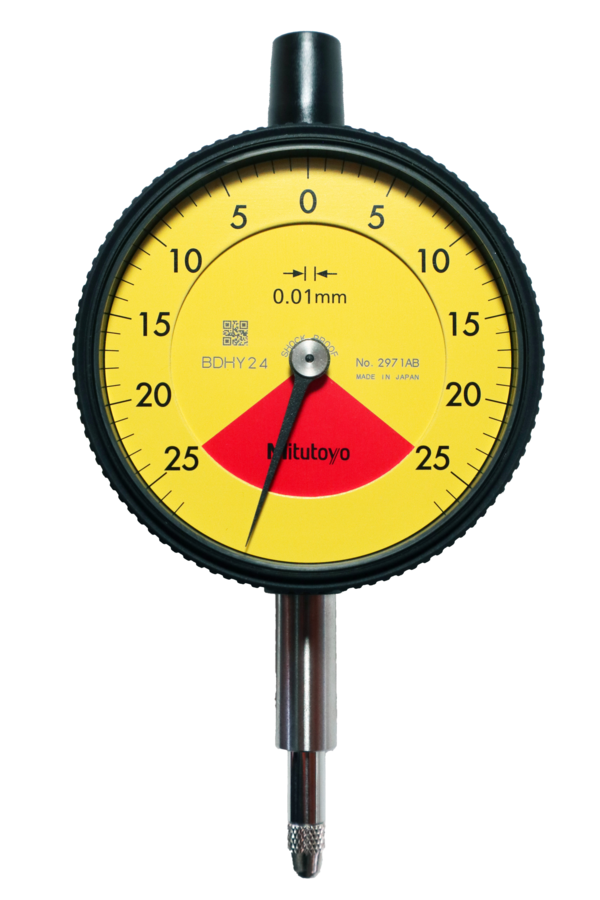 Dial Gauge, Flat Back, ISO Type One Revolution, Shock- & Dustproof, 0,5mm, 0,01mm 2971AB