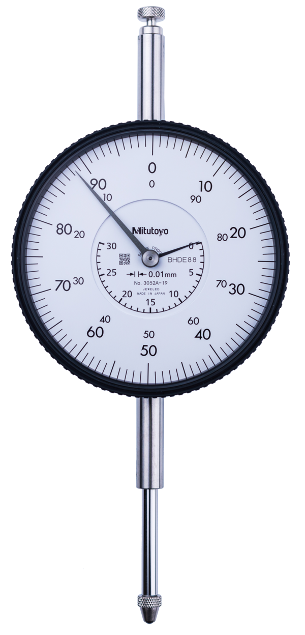 Dial Gauge, Flat Back, ISO Type Jewelled Bearing, Shockproof, 30mm, 0,01mm 3052AB-19