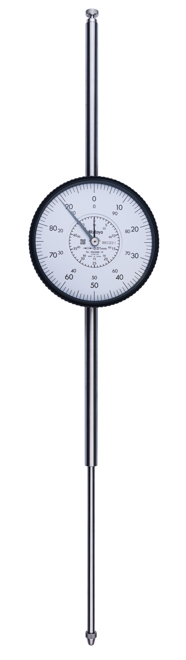 Dial Gauge, Flat Back, ISO Type Jewelled Bearing, Shockproof, 100mm, 0,01mm 3062AB-19