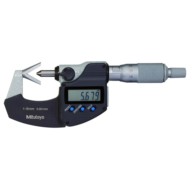 Mitutoyo Digital 3 Flute V-Anvil Micrometer 0,4-1", with Groove 314-352-30