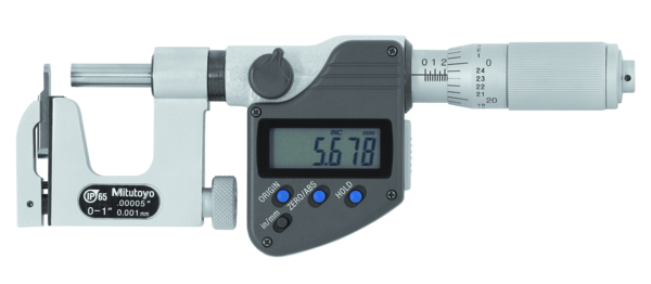 Mitutoyo Digital Interchangeable Anvil Micrometer Inch/Metric, 0-25mm/0-1", IP65 317-351-30
