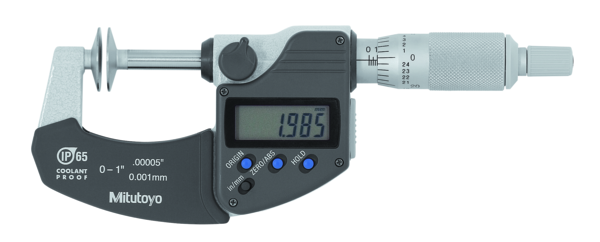 Mitutoyo Digital Disc Micrometer IP65 Inch/Metric, 0-1", Disk=20mm 323-350-30