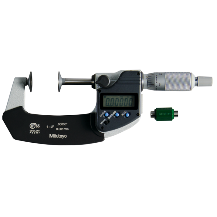 Mitutoyo Digital Disc Micrometer IP65 Inch/Metric, 25-50mm/1-2"Disk=20mm 323-351-30