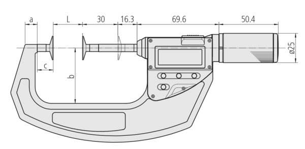 Mitutoyo Digital Disc Micrometer QuickMike, IP65 0-30mm, Disk=20mm 369-411-20
