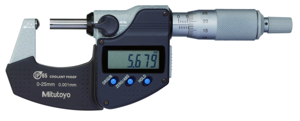 Mitutoyo Digital Tube Micrometer, Spherical Anvil Inch/Metric,50-75mm/ 2-3", IP65 395-353-30