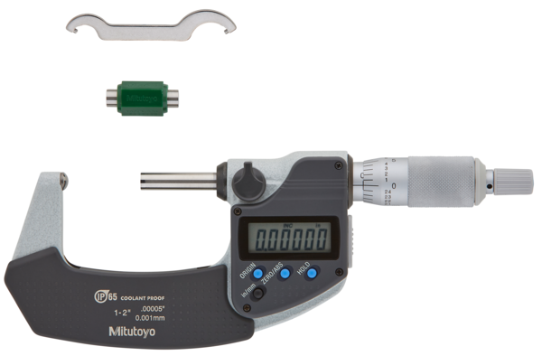 Mitutoyo Digital Tube Micrometer, Spherical Anvil Inch/Metric, 25-50mm/ 1-2", IP65 395-352-30