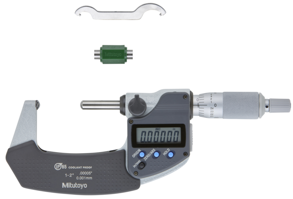 Mitutoyo Digital Tube Micrometer. Spherical. Anvil/Spindle Inch/Metric, 25-50mm/1-2", IP65 395-372-30