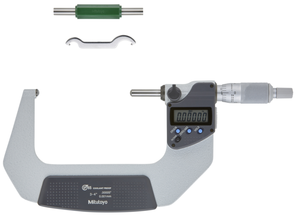 Mitutoyo Digital Tube Micrometer. Spherical. Anvil/Spindle Inch/Metric, 75-100mm/3-4", IP65 395-374-30