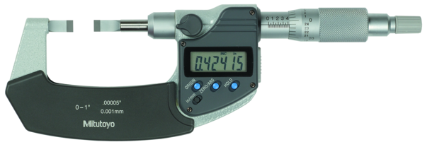 Mitutoyo Digital Blade Micrometer, Blade=0,4mm Carbide-Tipped, Inch/Metric, 0-1" 422-371-30