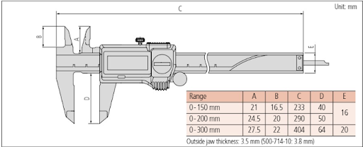Mitutoyo Digital ABSOLUTE Coolant Proof IP67 Caliper 0-150mm(0-6") With Output 500-762-20