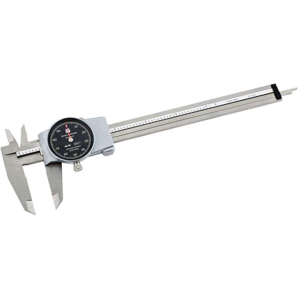 Brown & Sharpe 599-579-5 Dial Caliper, Stainless Steel, Black Face, 0-6" Range, -0.001" Accuracy, 0.001" Resolution, Meets DIN 862 Specifications Brand: TESA Brown & Sharpe