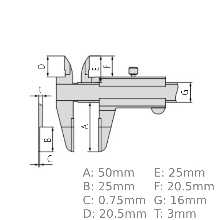 Mitutoyo Vernier Point Caliper 0-200mm, 0,05mm, Metric 536-135
