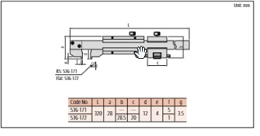 Mitutoyo Vernier Hook Type Caliper 0-200mm, 0,02mm, Metric 536-171