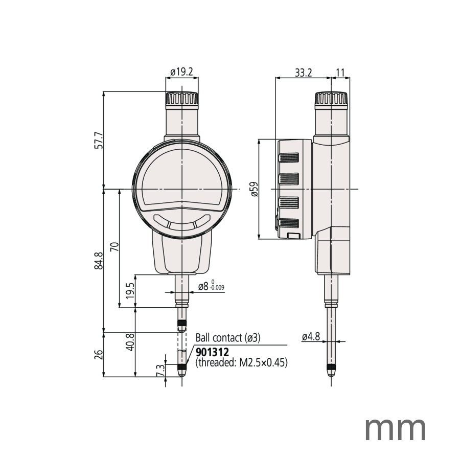 Mitutoyo 543-720B (0.0005mm) Flat Back Digital Indicator ID-C 0-25mm