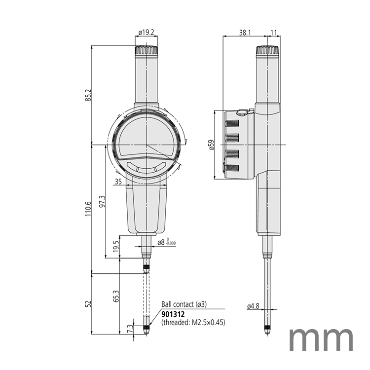 Mitutoyo 543-857E (0.01mm/0.001mm) High Accuracy Digital Indicator ID-F 0-50mm