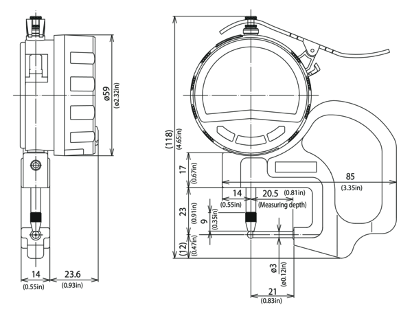 Digital Thickness Gauge, Pipe Gauge Inch/Metric, 0-0,4", 0,0005" 547-361A