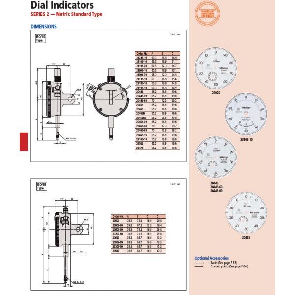 Dial Gauge, Lug Back, ISO Type Jewelled Bearing, Shockproof, 2mm, 0,001mm 2113S-10