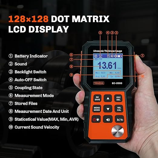 EC-2000-L External Probe PU5-10 ULTRASONIC THICKNESS GAUGE Measuring range: 1-300mm resolution 0.1mm