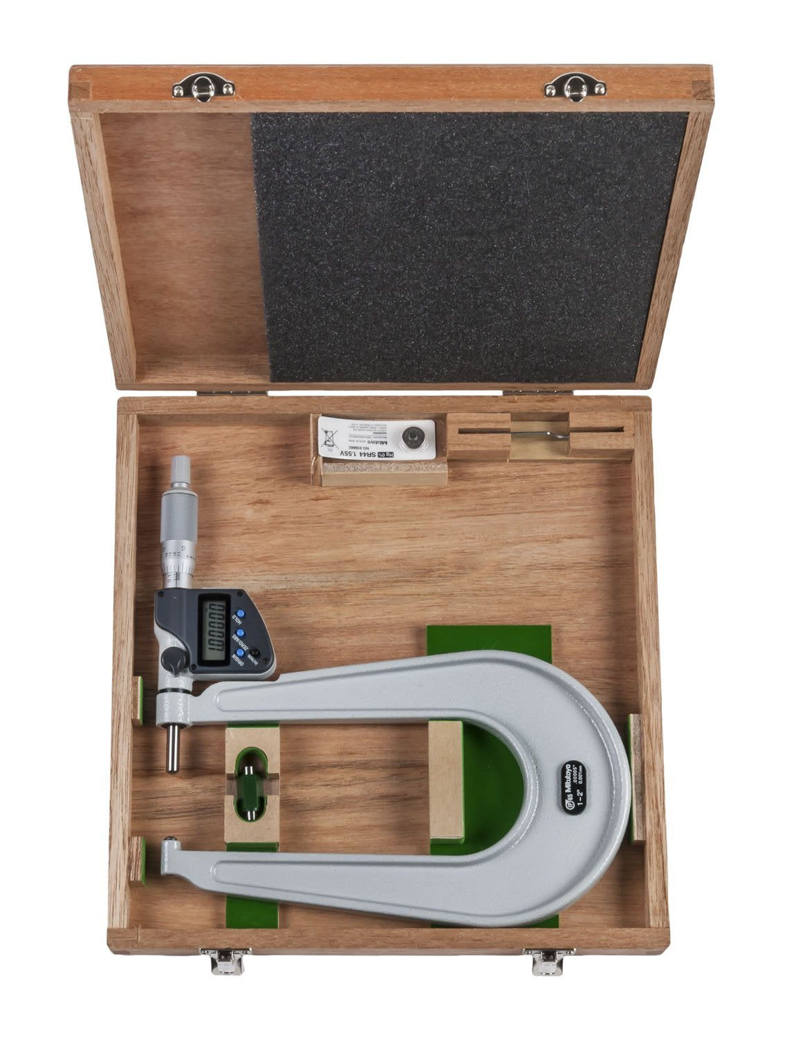 Mitutoyo Digital Sheet Metal Micrometer IP65 Inch/Metric, 1-2", Spherical Anvil/Spindle 389-372-30